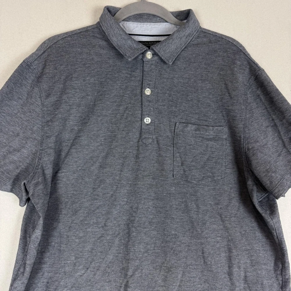 Banana Republic Polo Shirt Mens XL Gray Performance Knit Short Sleeve Stretch